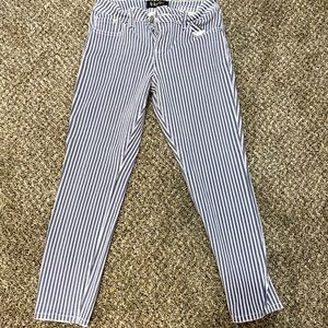 White & Blue Stripped Indigo Rein Jeans